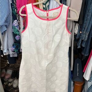 Sail to Sable White Dress with Pink Trim